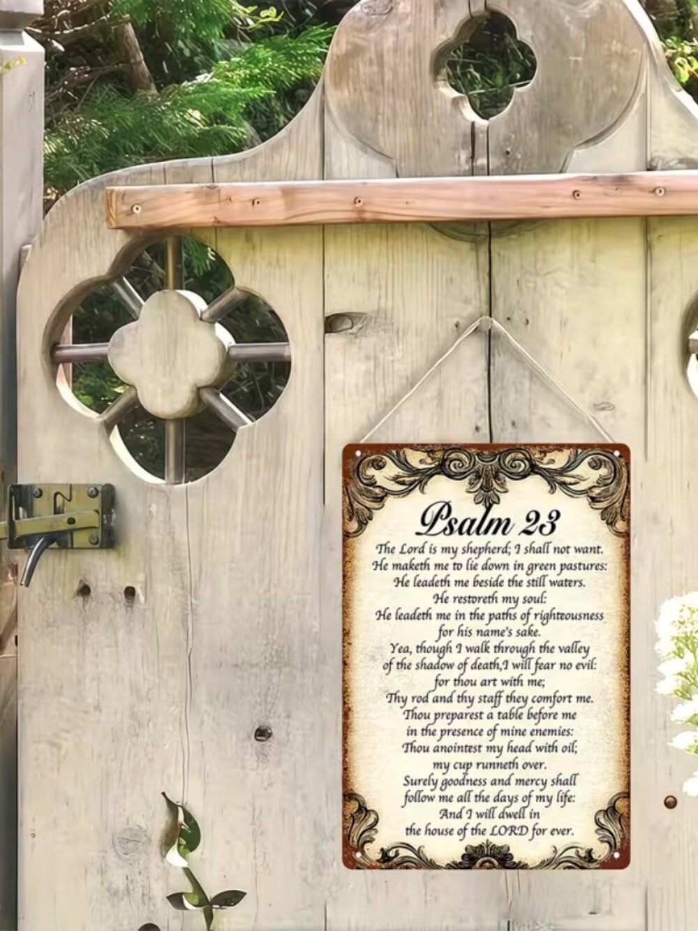 Psalm 23 Metal Wall Art Spiritual Decor Christian Home Blessing 8x12" Sign - Picture 3 of 5